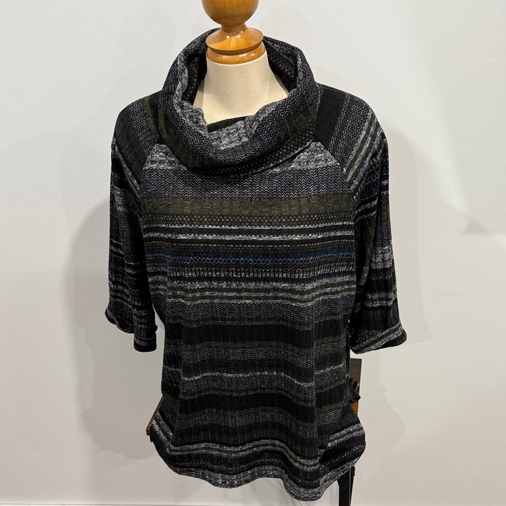 Mandy Evans Cowl Neck Striped short sleeve